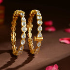 92.5 Silver Classic Kundan Bangles by Tavya Jewellery - front view