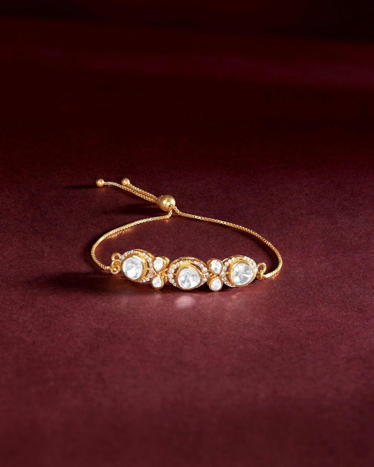 Silver Polki Pattern Slider Bracelet by Tavya Jewellery - close-up detail
