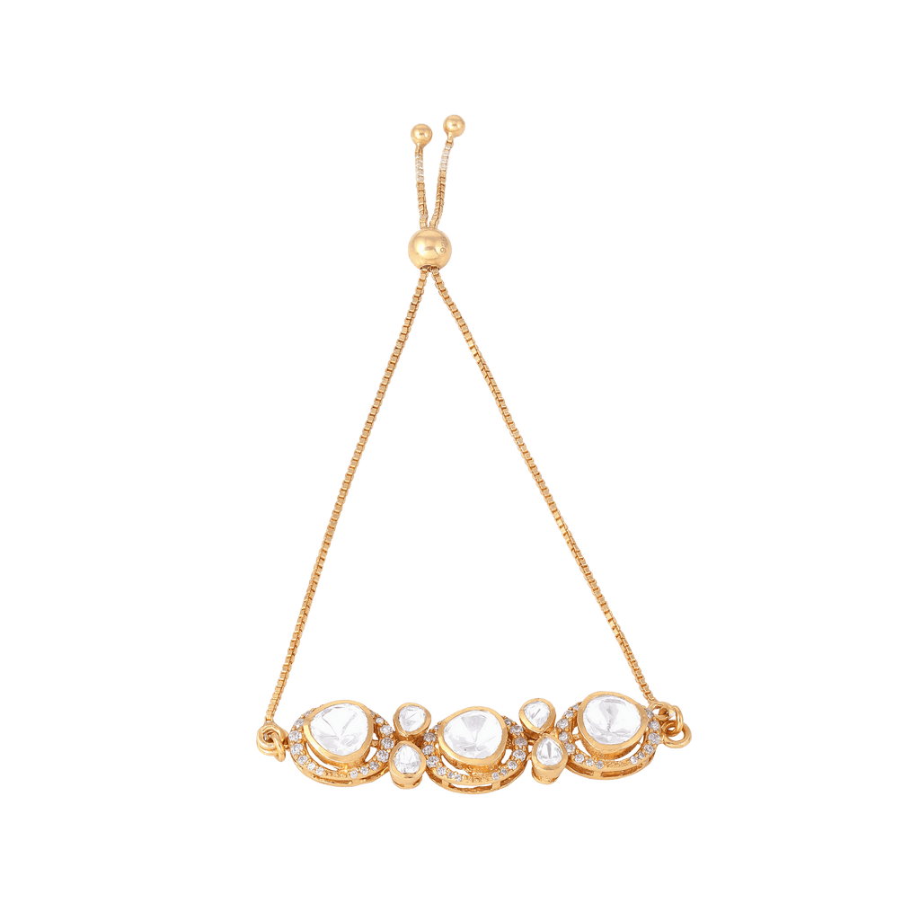 Silver Polki Pattern Slider Bracelet by Tavya Jewellery - side view