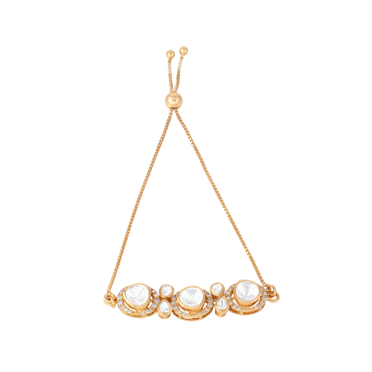 Silver Polki Pattern Slider Bracelet by Tavya Jewellery - side view
