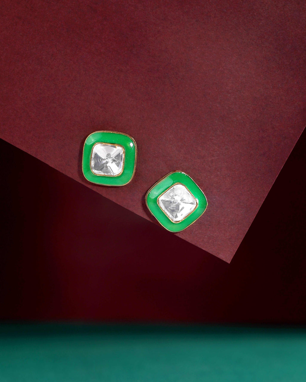 Glow Geometric Silver Studs by Tavya Jewellery - close-up detail