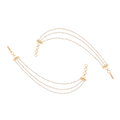 Three-Layered Pearl Silver Ear Chains featuring three delicate gold-plated strands with small white pearls and secure hook closures.