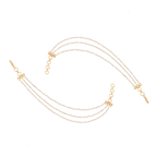 Three-Layered Pearl Silver Ear Chains featuring three delicate gold-plated strands with small white pearls and secure hook closures.