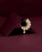 Aurora Bezel-Set CZ Silver Nose Pin with Pearl Accents by Tavya Jewellery - side view