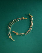 Three-Layered Pearl Silver Ear Chains by Tavya Jewellery - close-up detail