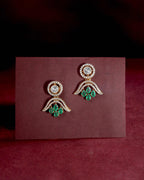 Vintage Polki-Inspired Silver Drop Earrings by Tavya Jewellery - close-up detail