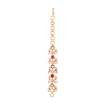 Silver Gold Plated Matilu featuring gold-plated chain with teardrop ruby red stones, CZ accents, and delicate pearl drops.