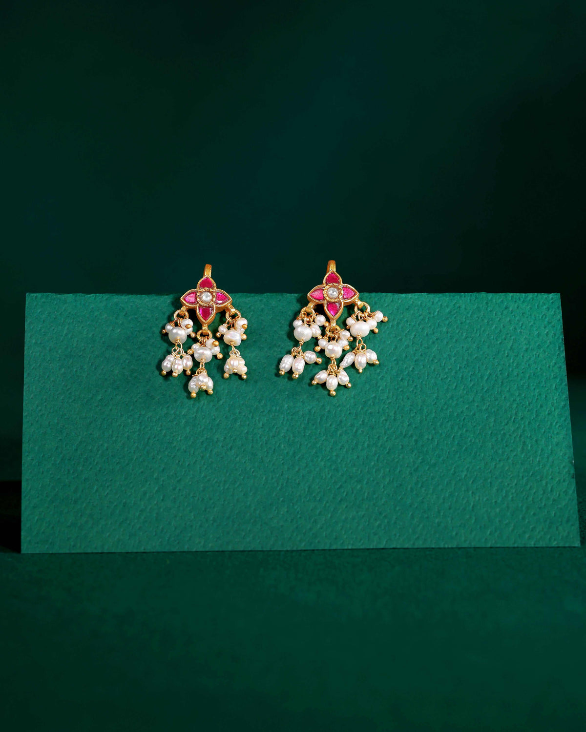 Silver Floral Bugadi Earrings by Tavya Jewellery - close-up detail