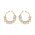 Silver Polki-Style CZ Nose Ring by Tavya Jewellery - front view