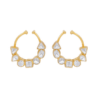Silver Polki-Style CZ Nose Ring by Tavya Jewellery - front view