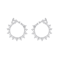 Stellar Halo CZ silver nose rings with clear cubic zirconia stones in a floral-spike pattern and screw-back closures.