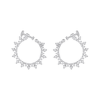 Stellar Halo CZ silver nose rings with clear cubic zirconia stones in a floral-spike pattern and screw-back closures.