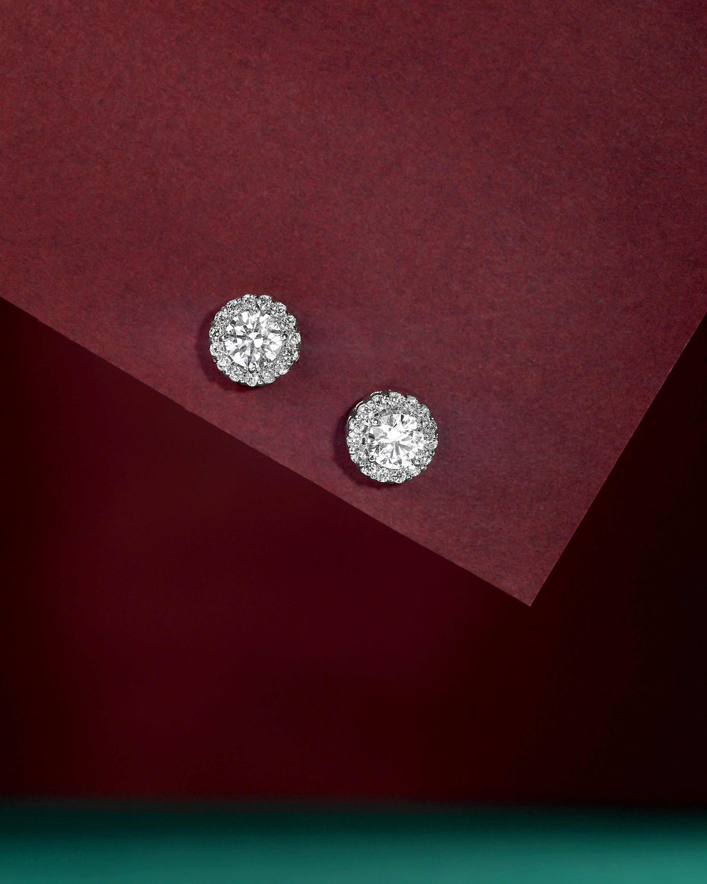 Timeless Brilliance CZ Halo Studs in Silver by Tavya Jewellery - close-up detail