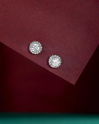 Timeless Brilliance CZ Halo Studs in Silver by Tavya Jewellery - close-up detail