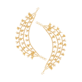 Silver 3-Layer Gold Plated Ear Chains featuring intricate gold-plated beads and delicate white accents in a three-tier design.