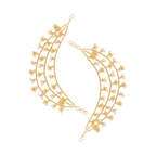 Silver 3-Layer Gold Plated Ear Chains featuring intricate gold-plated beads and delicate white accents in a three-tier design.