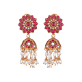 Silver Jhumkas With Floral Pattern by Tavya Jewellery - front view