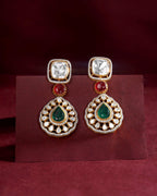 Floral Leaf Motif 92.5 Silver Dangler Earrings by Tavya Jewellery - close-up detail