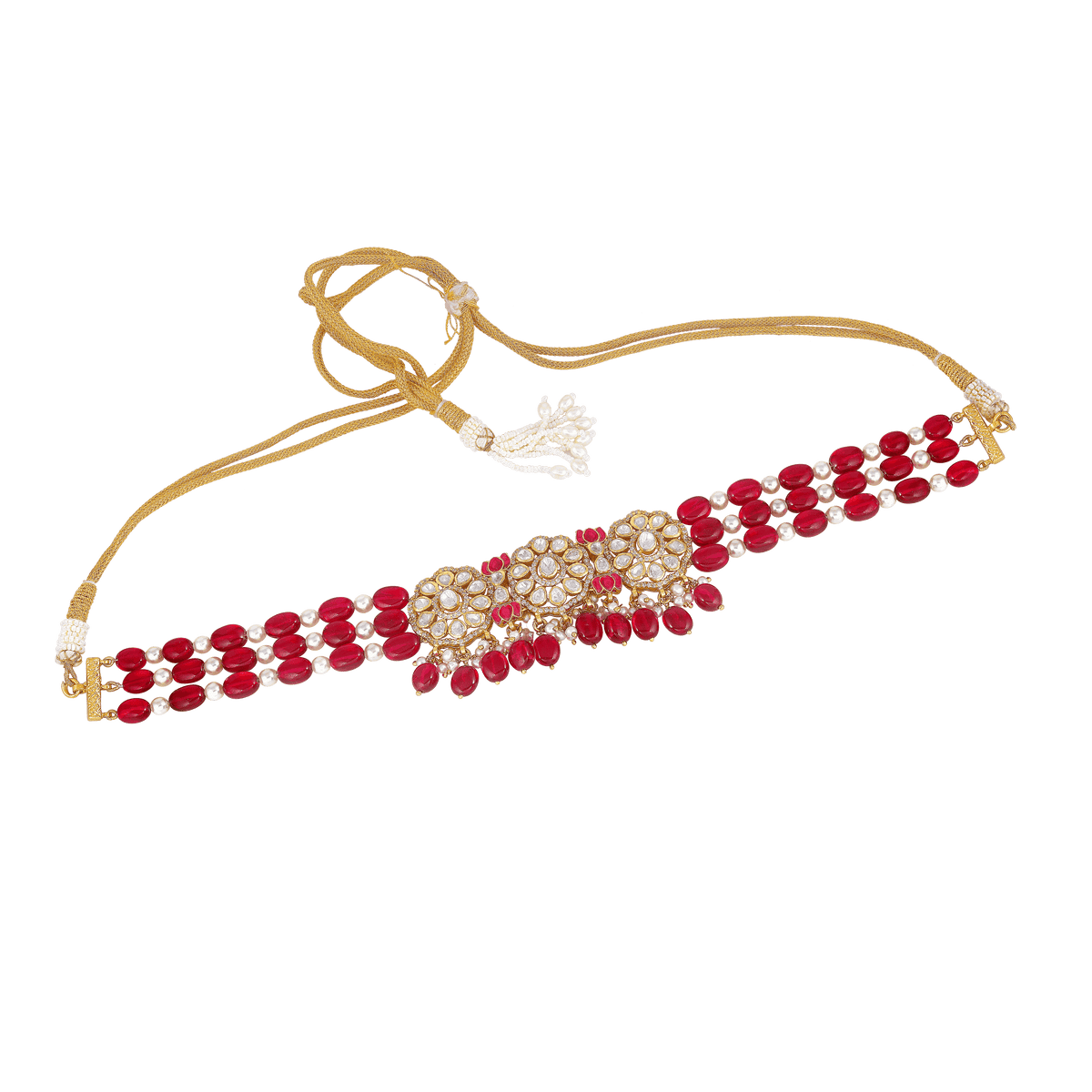 Silver Floral Medallion Choker by Tavya Jewellery - full view