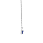 Deep Blue Heart Halo Silver Necklace by Tavya Jewellery - full view