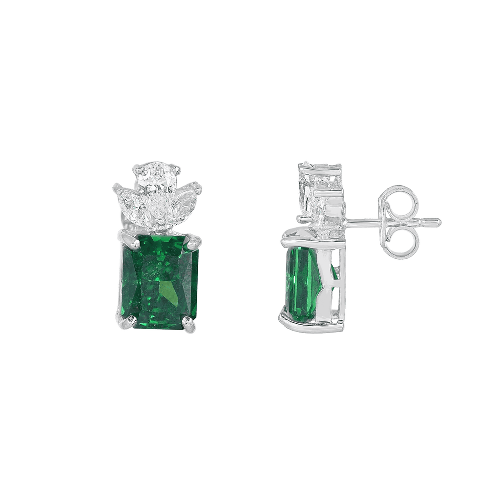 Silver Lotus-Crown Studs by Tavya Jewellery - full view
