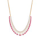 Radiant Flora Pink Stone Choker Set in Silver by Tavya Jewellery - full view