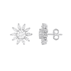 Stellar Sunburst CZ Stud Earrings in Silver by Tavya Jewellery - full view