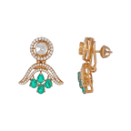 Vintage Polki-Inspired Silver Drop Earrings by Tavya Jewellery - full view