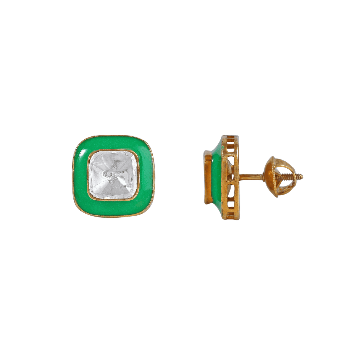 Glow Geometric Silver Studs by Tavya Jewellery - full view