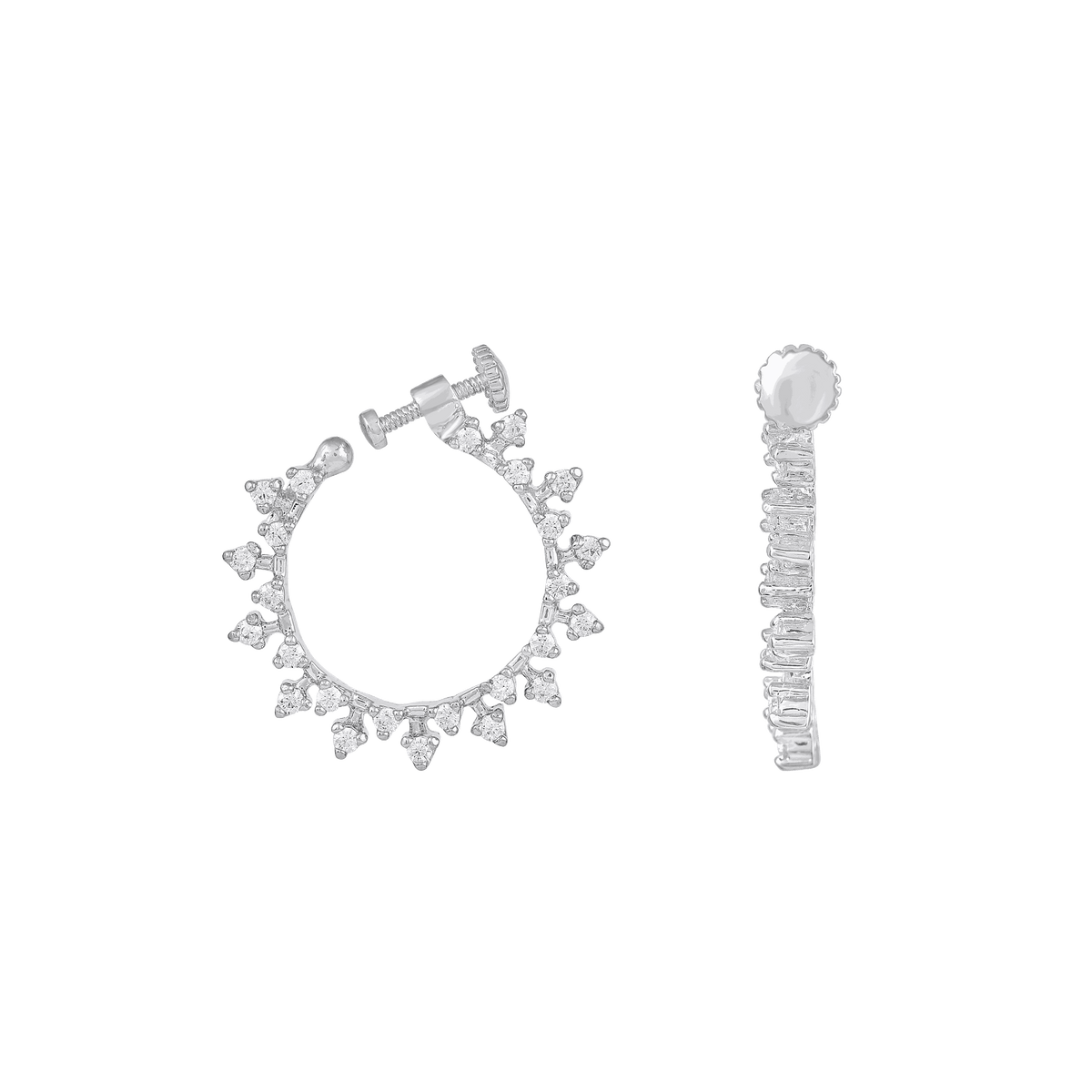 Stellar Halo CZ Adjustable Nose Ring in 92.5 Silver by Tavya Jewellery - full view