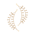 92.5 Silver gold-plated hair accessory with double-layer chain, cubic zirconia stones, and seed pearl clusters in teardrop motifs