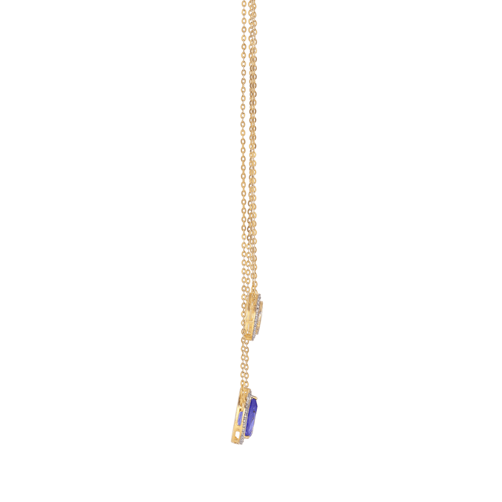 Halo Double-Layered Necklace in Silver by Tavya Jewellery - side view
