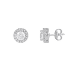 Timeless Brilliance CZ Halo Studs in Silver by Tavya Jewellery - full view