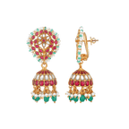 Vibrant Floral Kemp-Style 92.5 Silver Jhumkas by Tavya Jewellery - side view