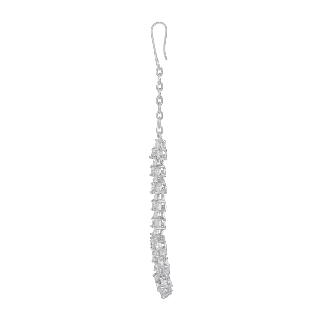 Silver CZ Maang Tikka by Tavya Jewellery - full view
