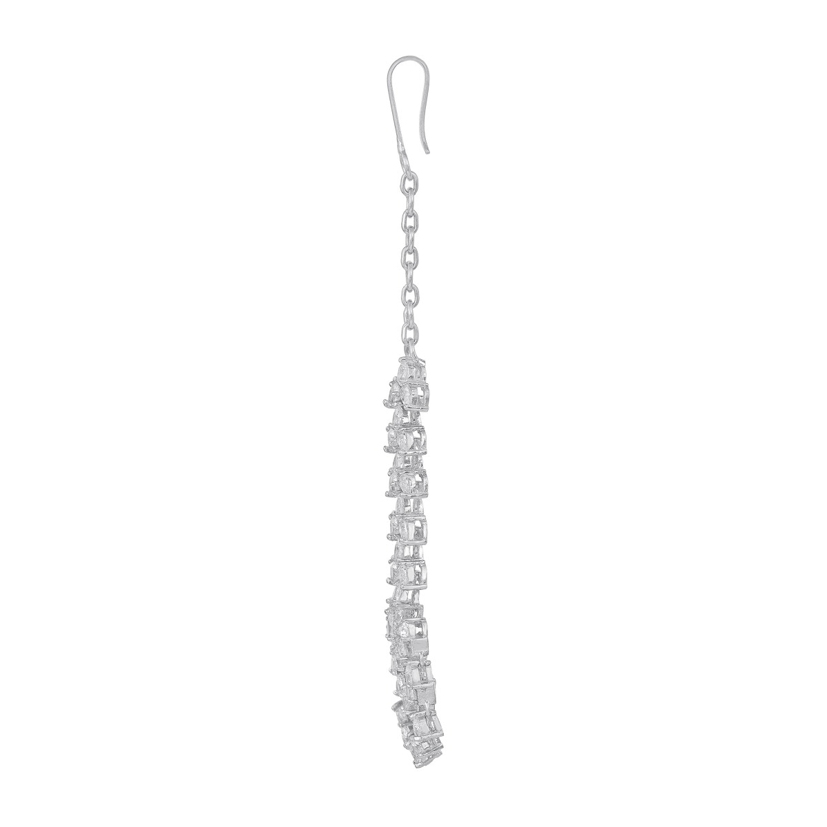 Silver CZ Maang Tikka by Tavya Jewellery - full view