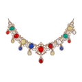 Silver Short Necklace with CZ & Pearl Accents by Tavya Jewellery - front view