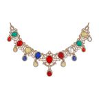 Silver Short Necklace with CZ & Pearl Accents by Tavya Jewellery - front view