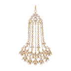 Mughal-Style Silver Passa with CZ & Pearl Droplets by Tavya Jewellery - front view