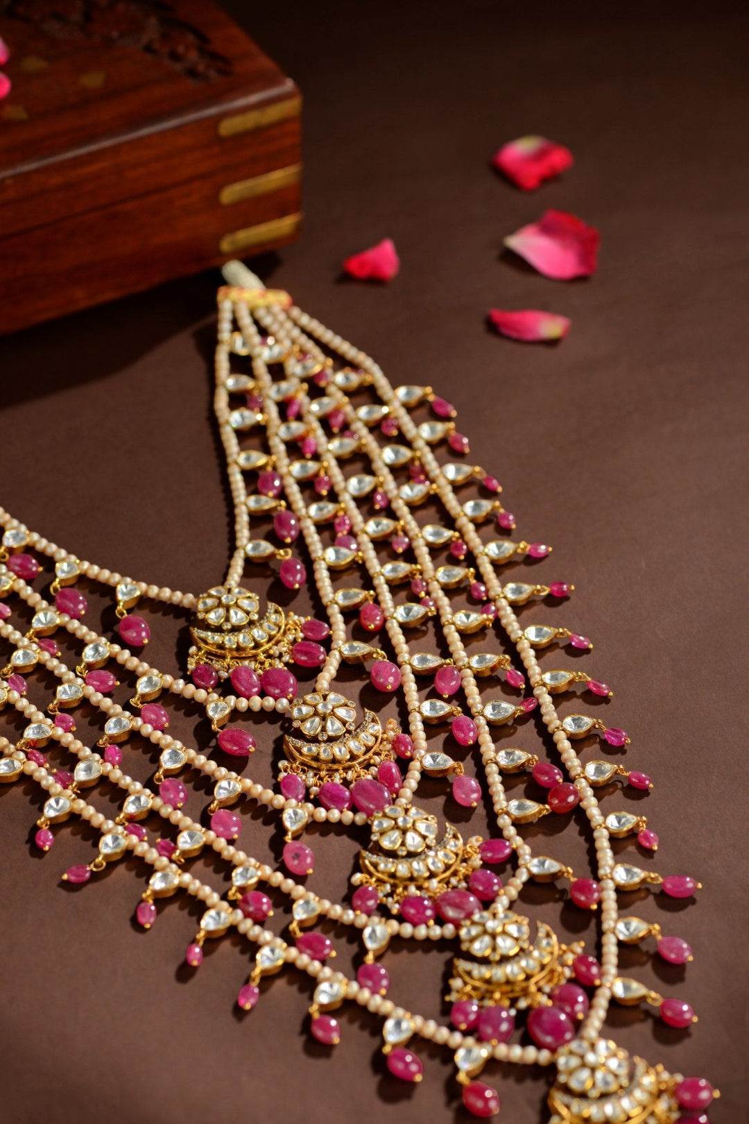 92.5 Silver Royal Sathlada Bridal Necklace by Tavya Jewellery - side view